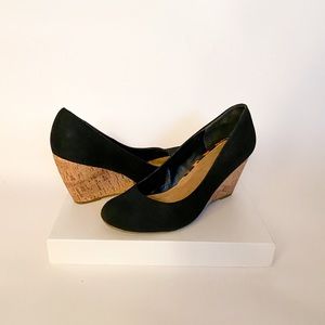 CALL IT SPRING Size 10. 3-inch wedge. Black suede.